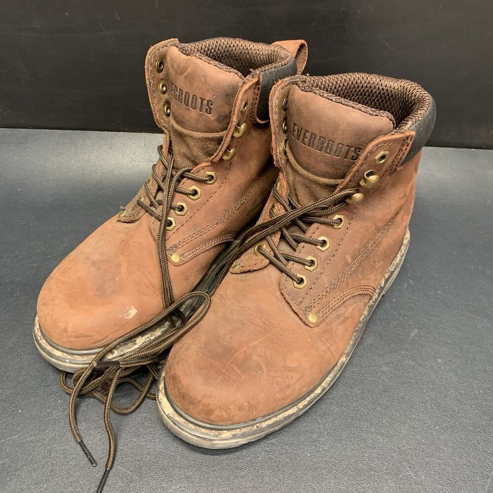 Ever Boots Mens 6 inch Rubber Sole work Boots Brown Leather Size 6 Soft Toe.
